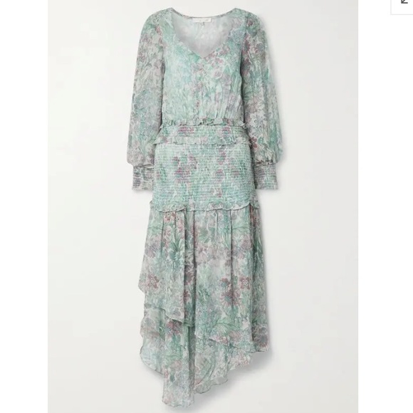 NWT LoveShackFancy Carrillo Asymetric Shirred Dress - Picture 3 of 16